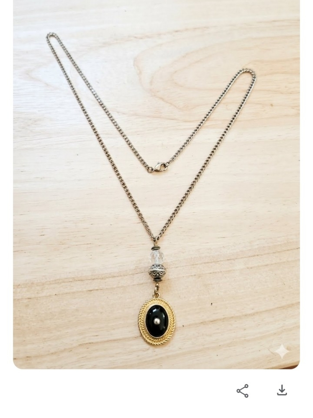 Elegant Gold-Tone With Silver Black Oval Pendant Necklace Monet Pendant Mix